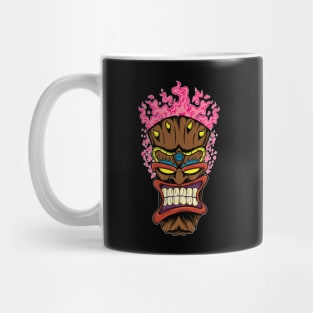 Tiki Mask with Pink Fire Mug